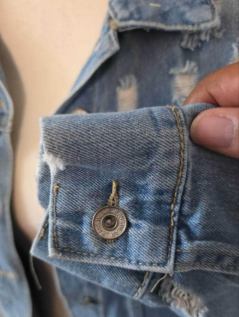 Distressed Light Blue Denim Jacket - Women - Picture 4 of 8